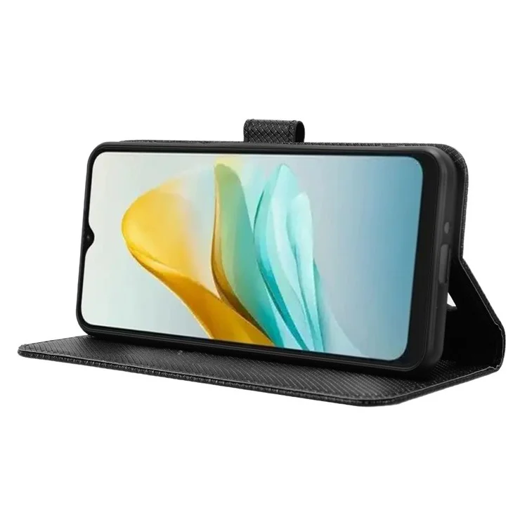 Pour ZTE Blade A53 Pro Case Slim-Fit PU Leather Wallet Smartphone Shell Cover - Noir