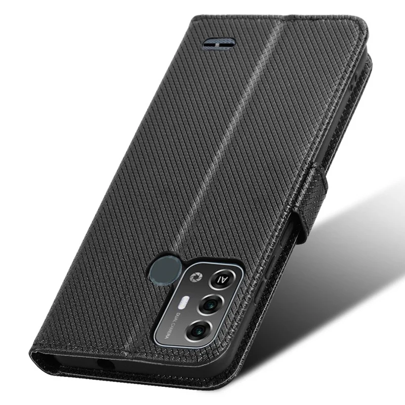 Pour ZTE Blade A53 Pro Case Slim-Fit PU Leather Wallet Smartphone Shell Cover - Noir