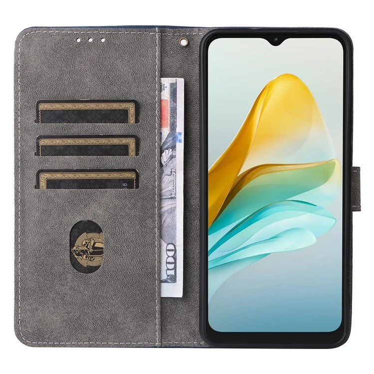 Para o Estojo ZTE Blade A53 Pro RFID Blocking Wallet Stand Cover com Alça - Preto