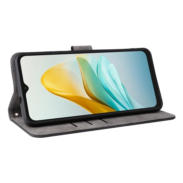 Para o Estojo ZTE Blade A53 Pro RFID Blocking Wallet Stand Cover com Alça - Preto