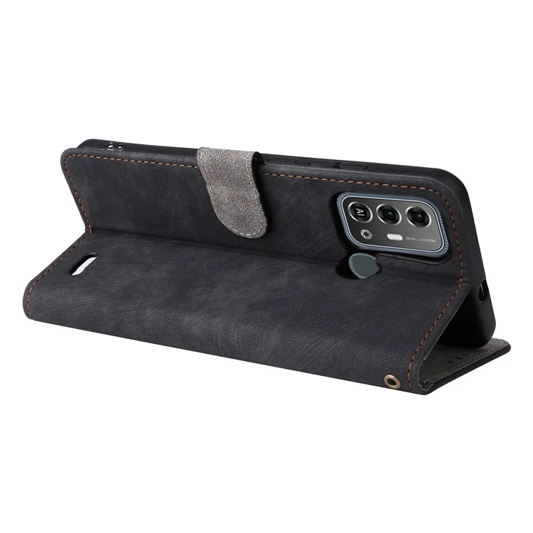 Para o Estojo ZTE Blade A53 Pro RFID Blocking Wallet Stand Cover com Alça - Preto