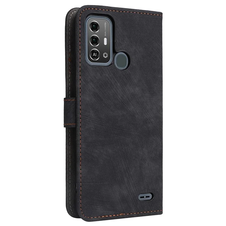 Para o Estojo ZTE Blade A53 Pro RFID Blocking Wallet Stand Cover com Alça - Preto