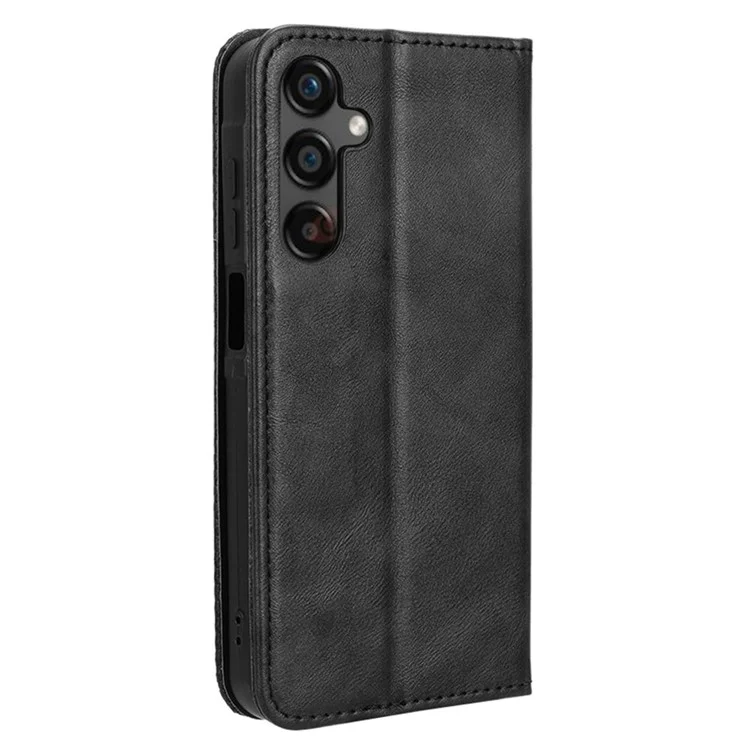 For Samsung Galaxy A25 5G (Global) (161.0 x 76.5 x 8.3mm) Leather Case Magnetic Auto Closing Phone Cover - Black