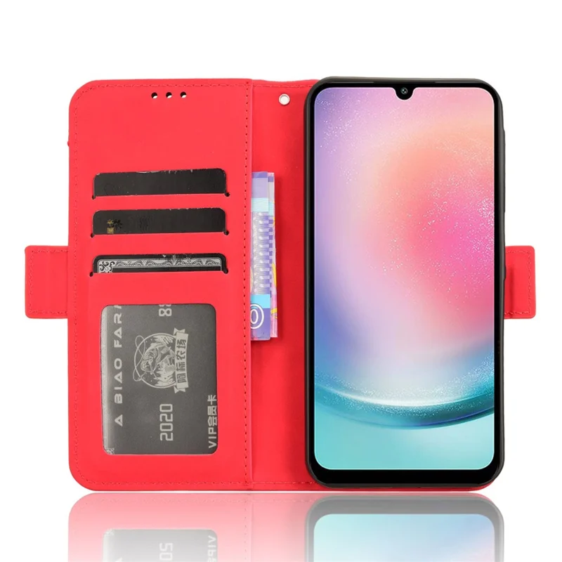 Etui do Samsung Galaxy A25 5G (Global) (161,0 x 76,5 x 8,3 mm), etui skórzane z funkcją portfela i podstawką odporno na zarysowania – czerwony kolor