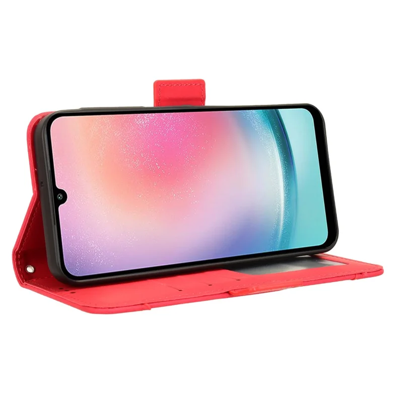 Etui do Samsung Galaxy A25 5G (Global) (161,0 x 76,5 x 8,3 mm), etui skórzane z funkcją portfela i podstawką odporno na zarysowania – czerwony kolor