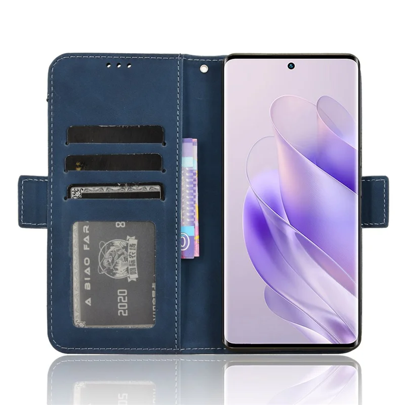 For Infinix Zero 30 4G X6731B Case Anti-Drop PU Leather Wallet Phone Cover with Multiple Card Slots - Blue