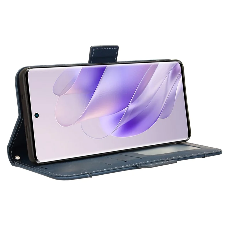 For Infinix Zero 30 4G X6731B Case Anti-Drop PU Leather Wallet Phone Cover with Multiple Card Slots - Blue