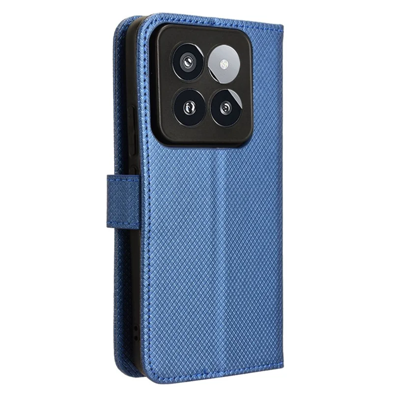 Capa para Xiaomi 14 Pro, textura de diamante em couro sintético, capa de smartphone - Azul