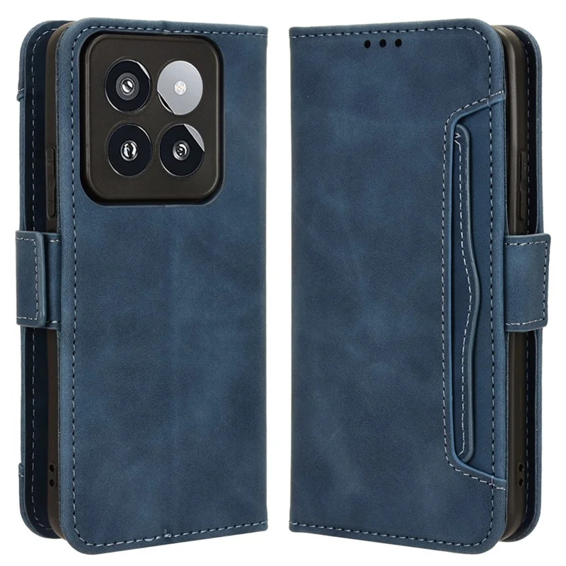 For Xiaomi 14 Pro Case Anti-scratch Leather Smart Phone Cover with Multiple Card Slots - Blue