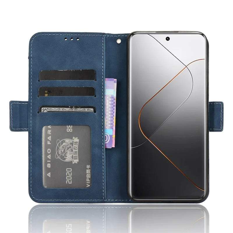 For Xiaomi 14 Pro Case Anti-scratch Leather Smart Phone Cover with Multiple Card Slots - Blue