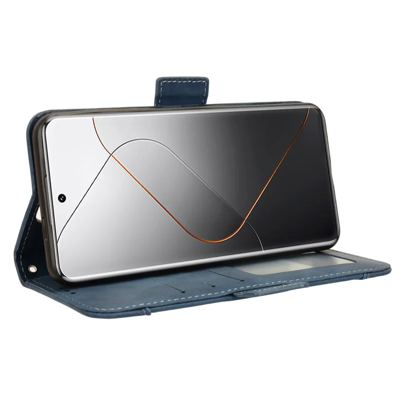 For Xiaomi 14 Pro Case Anti-scratch Leather Smart Phone Cover with Multiple Card Slots - Blue