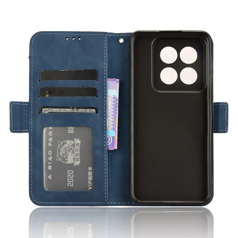 For Xiaomi 14 Pro Case Anti-scratch Leather Smart Phone Cover with Multiple Card Slots - Blue