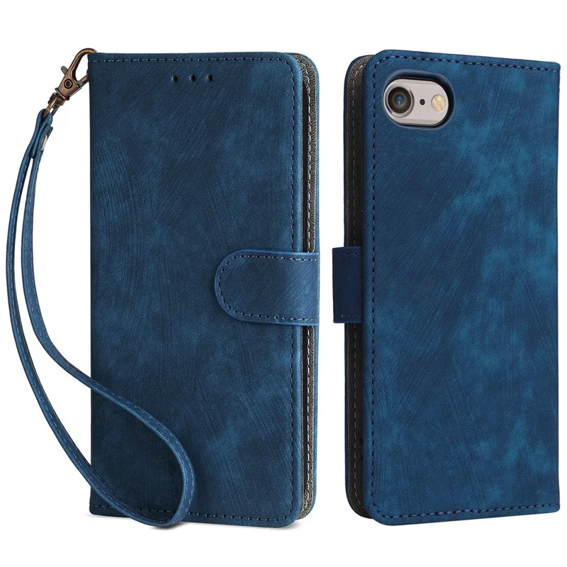 Per iPhone 6 / 6s / 7 / 8 / SE (2020) / SE (2022) Custodia Portafoglio con Blocco RFID e Cinturino - Blu