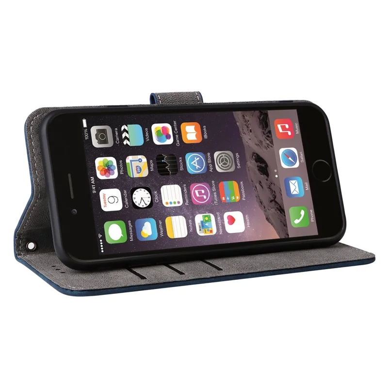 Per iPhone 6 / 6s / 7 / 8 / SE (2020) / SE (2022) Custodia Portafoglio con Blocco RFID e Cinturino - Blu