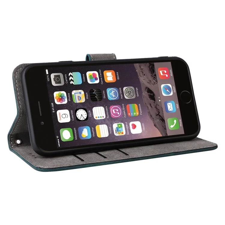 For iPhone 6 / 6s / 7 / 8 / SE (2020) / SE (2022) Case RFID Blocking Wallet Phone Cover with Strap - Green