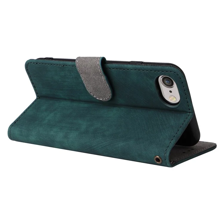 For iPhone 6 / 6s / 7 / 8 / SE (2020) / SE (2022) Case RFID Blocking Wallet Phone Cover with Strap - Green