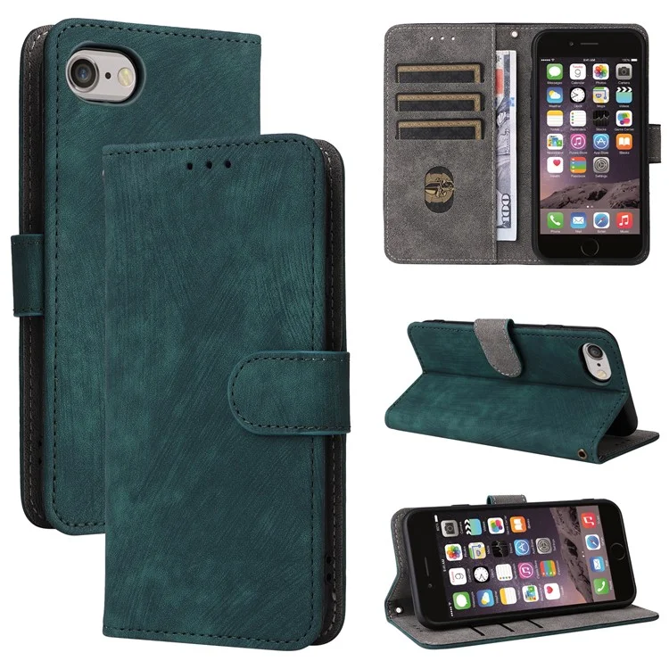 For iPhone 6 / 6s / 7 / 8 / SE (2020) / SE (2022) Case RFID Blocking Wallet Phone Cover with Strap - Green