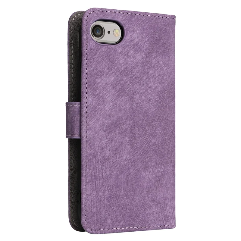 For iPhone 6 / 6s / 7 / 8 / SE (2020) / SE (2022) Case RFID Blocking Wallet Phone Cover with Strap - Purple