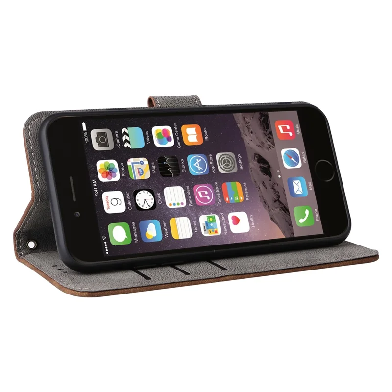 For iPhone 6 / 6s / 7 / 8 / SE (2020) / SE (2022) Case RFID Blocking Wallet Phone Cover with Strap - Brown