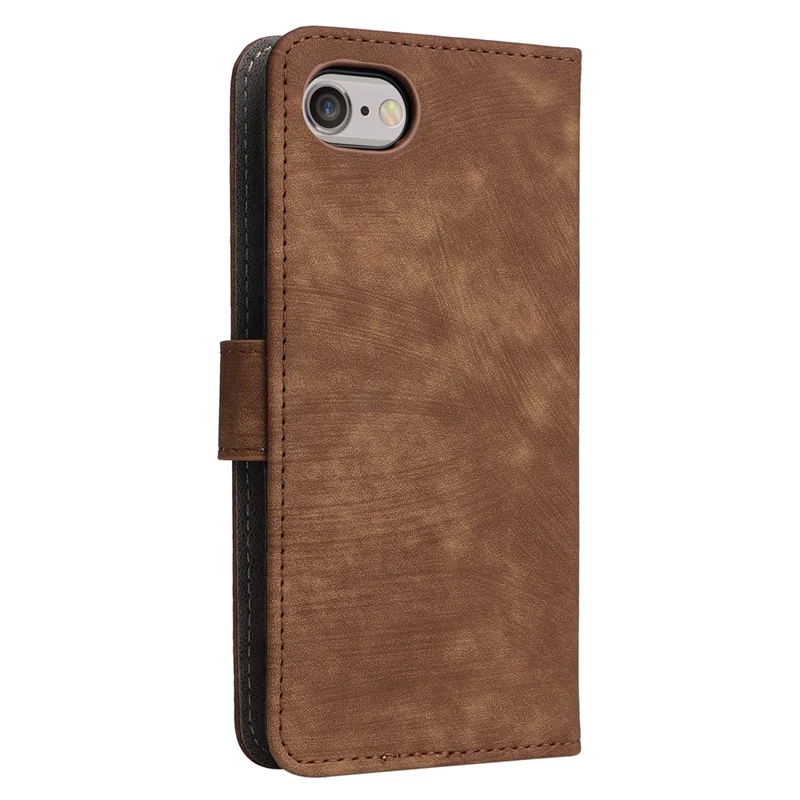 For iPhone 6 / 6s / 7 / 8 / SE (2020) / SE (2022) Case RFID Blocking Wallet Phone Cover with Strap - Brown