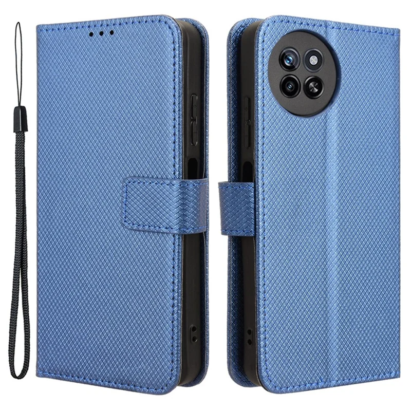 For itel S23 S665L Case PU Leather Stand Magnetic Closure Phone Cover - Blue