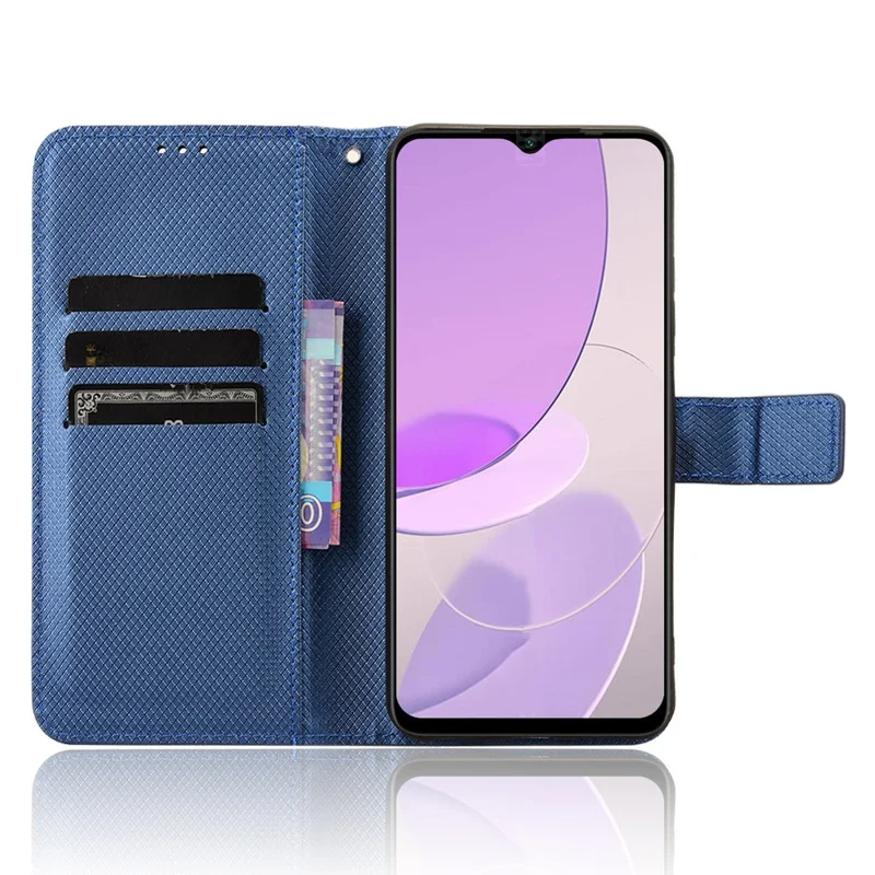 For itel S23 S665L Case PU Leather Stand Magnetic Closure Phone Cover - Blue