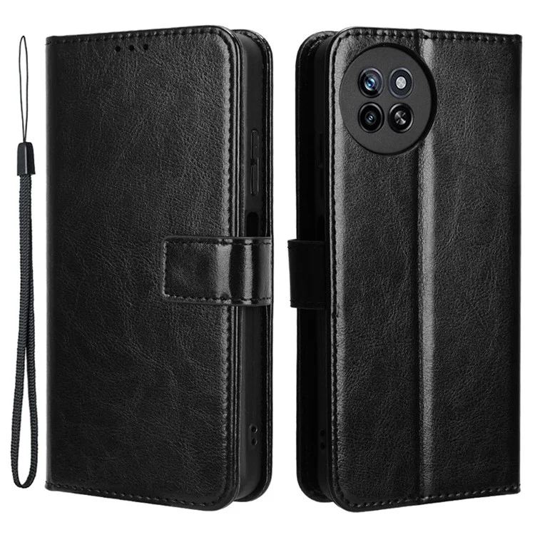 Pour le boîtier itel S23 S665L Crazy Horse Texture Leather + TPU - Noir