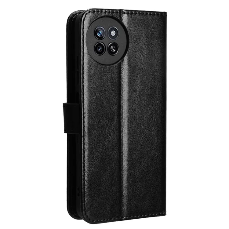 Pour le boîtier itel S23 S665L Crazy Horse Texture Leather + TPU - Noir