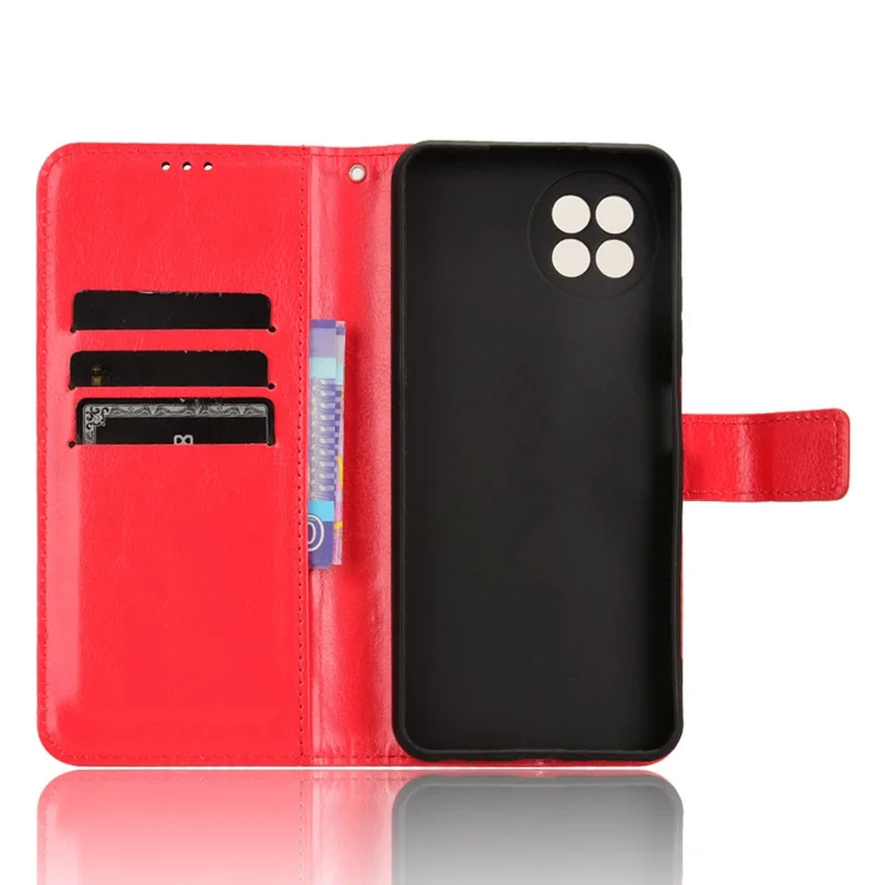 Pour le cas itel S23 S665L Crazy Horse Texture Cuir + Couverture de téléphone TPU - Rouge