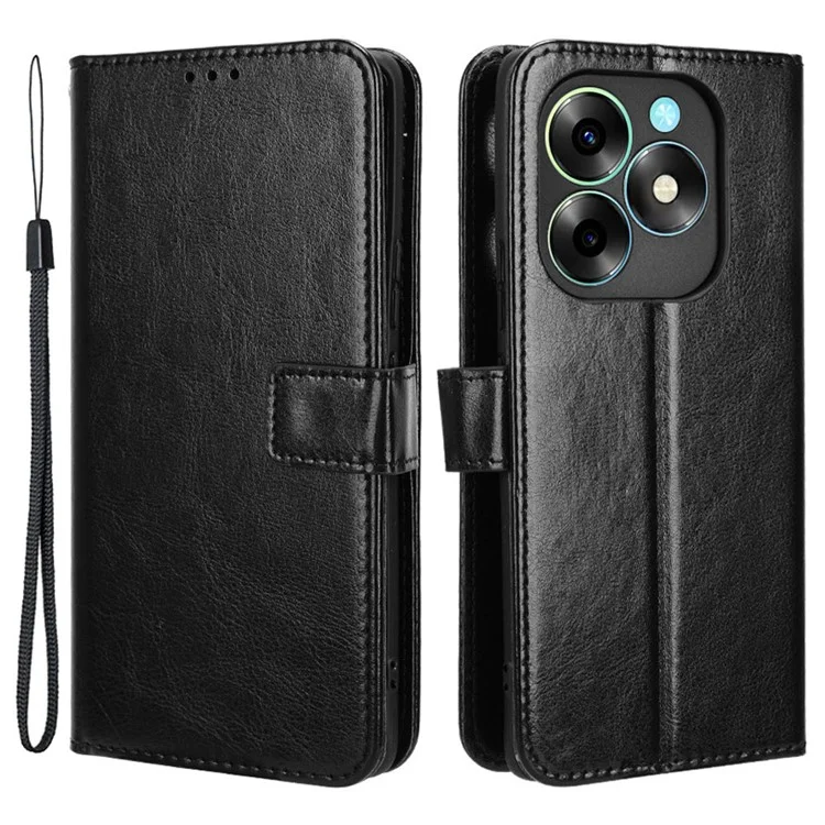 For itel S23+ S681LN Leather Case Wallet Stand Cell Phone Cover - Black