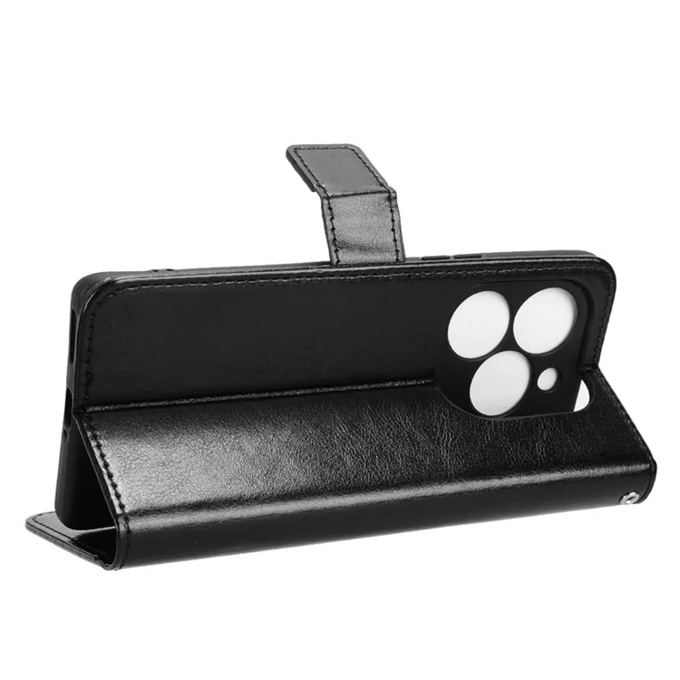 For itel S23+ S681LN Leather Case Wallet Stand Cell Phone Cover - Black