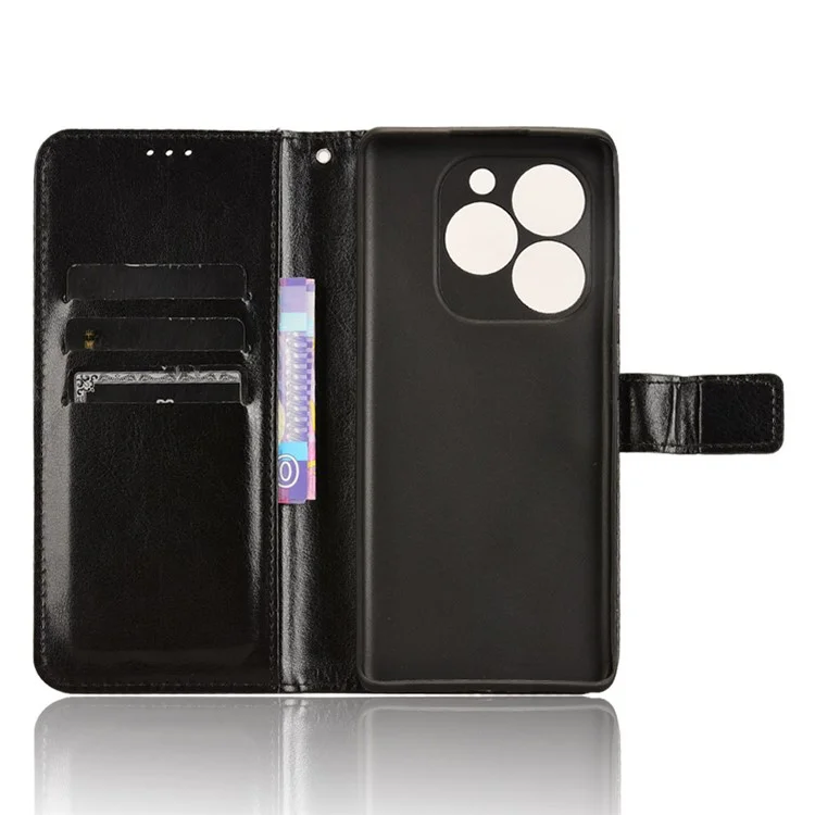 For itel S23+ S681LN Leather Case Wallet Stand Cell Phone Cover - Black