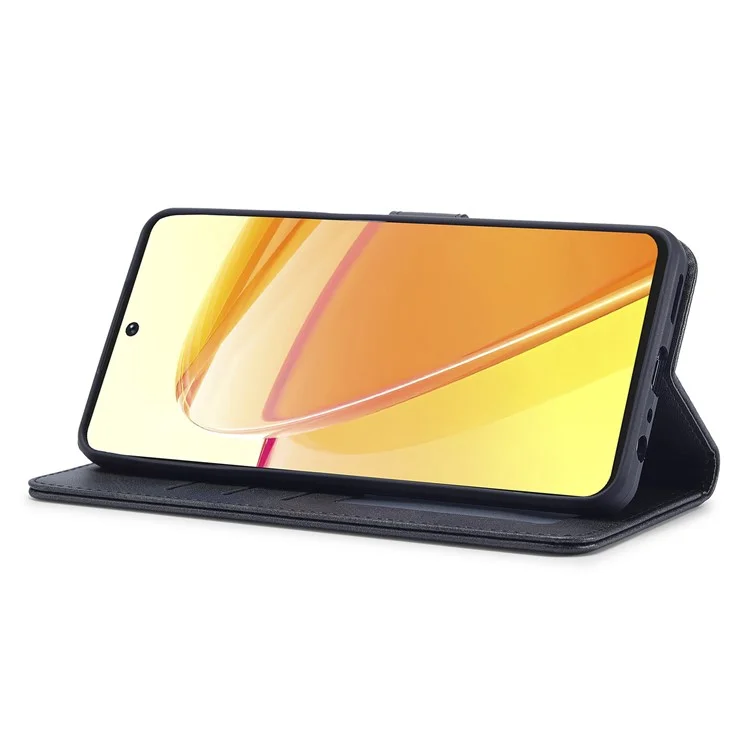 LC.IMEEKE For Realme C55 4G Leather Case Stand Wallet Phone Cover - Black