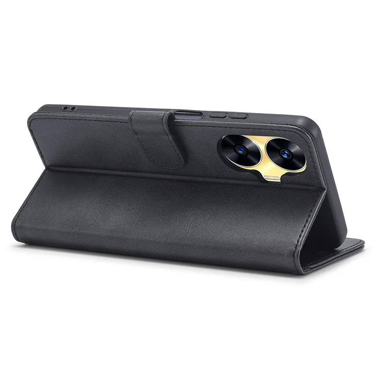 LC.IMEEKE For Realme C55 4G Leather Case Stand Wallet Phone Cover - Black