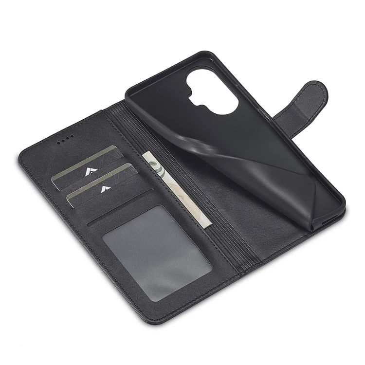 LC.IMEEKE For Realme C55 4G Leather Case Stand Wallet Phone Cover - Black
