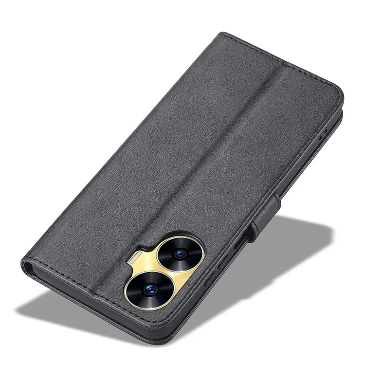 LC.IMEEKE For Realme C55 4G Leather Case Stand Wallet Phone Cover - Black