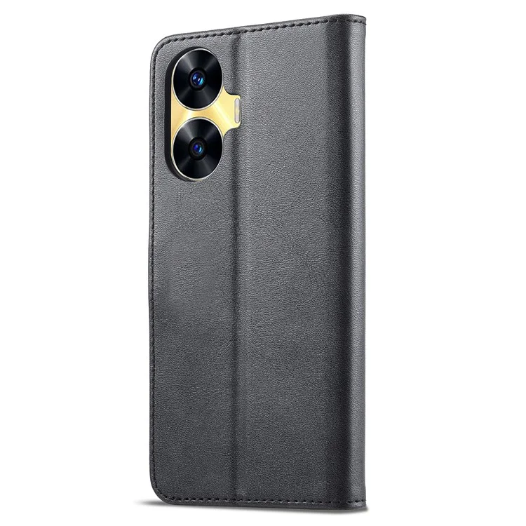 LC.IMEEKE For Realme C55 4G Leather Case Stand Wallet Phone Cover - Black