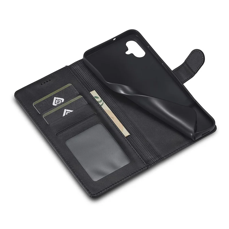 LC.IMEEKE For Samsung Galaxy A05 4G Case Calf Texture Phone Leather Cover - Black