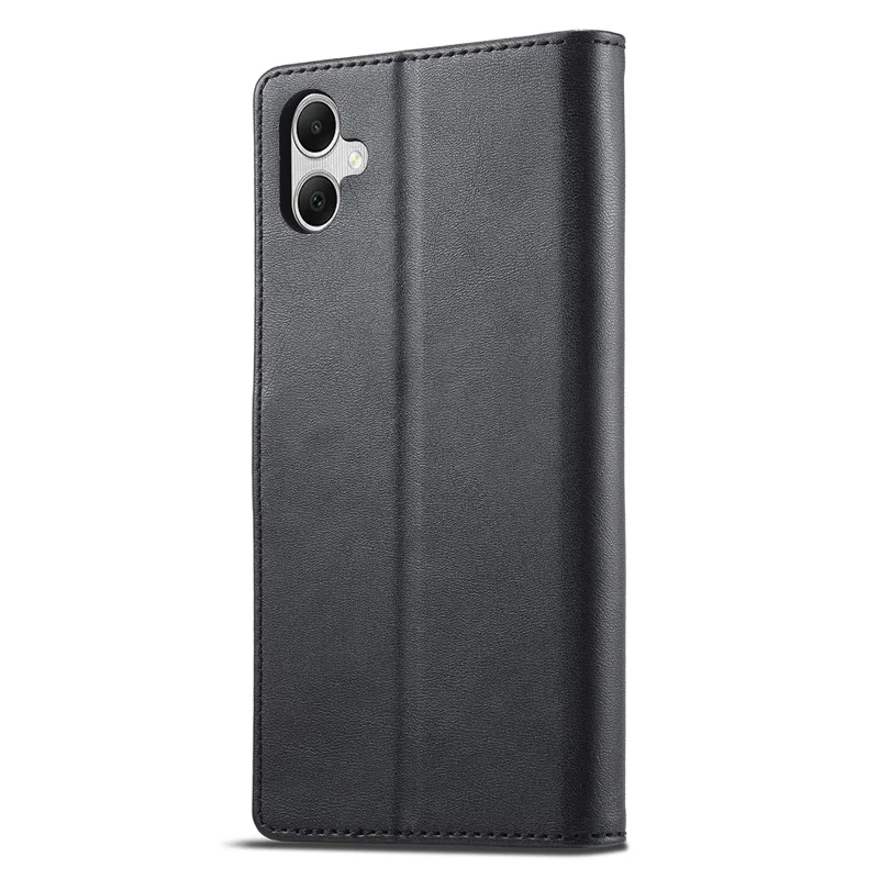 LC.IMEEKE For Samsung Galaxy A05 4G Case Calf Texture Phone Leather Cover - Black