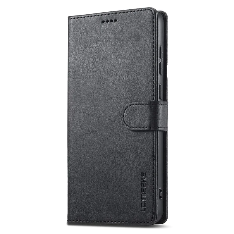 LC.IMEEKE For Samsung Galaxy A05 4G Case Calf Texture Phone Leather Cover - Black