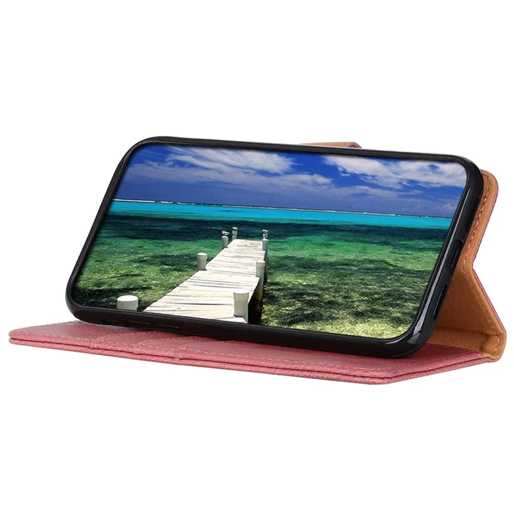 KHAZNEH Для Honor X9b 5G / Magic6 Lite 5G Чехол с текстурой под кожу, с функцией подставки и бумажника - Розовый