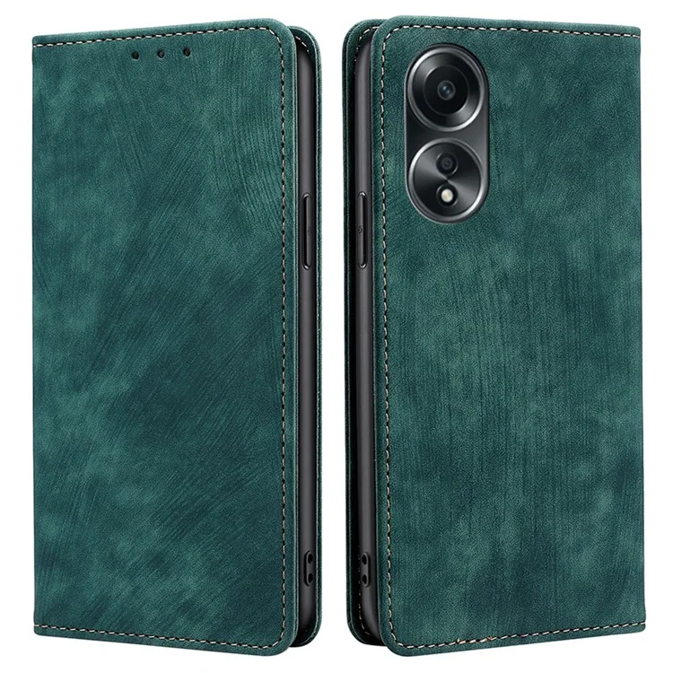 Para Oppo A58 4G RFID Blocking Wallet Cover Case PU Leather Wallet Phone Shell - Verde