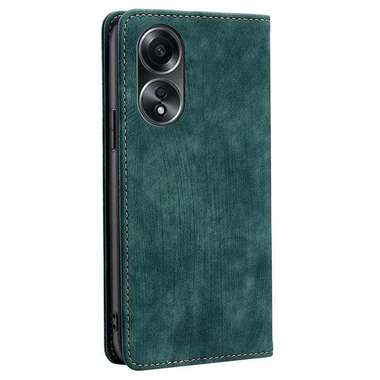 Para Oppo A58 4G RFID Blocking Wallet Cover Case PU Leather Wallet Phone Shell - Verde