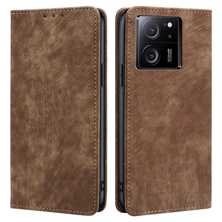 Für Xiaomi Redmi K60 Ultra / 13T / 13T Pro-Hülle RFID-blockierender Handytaschen-Ständer - Braun