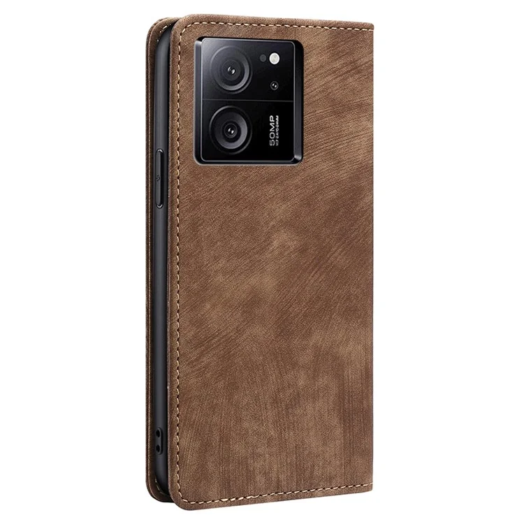 Für Xiaomi Redmi K60 Ultra / 13T / 13T Pro-Hülle RFID-blockierender Handytaschen-Ständer - Braun