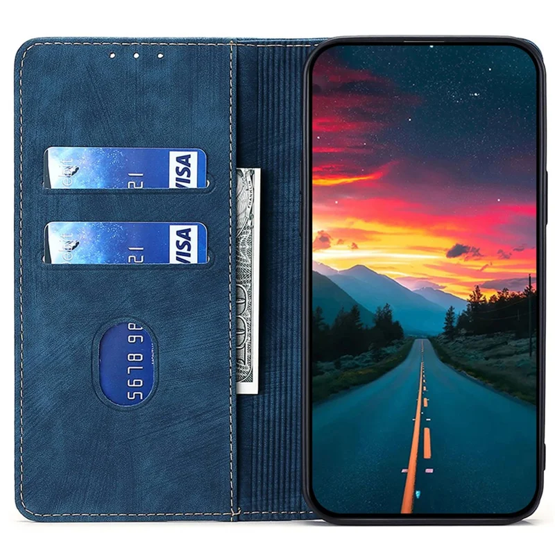 For Realme 11 5G (Global) / Realme 11x 5G Case RFID Blocking Leather Phone Cover - Blue
