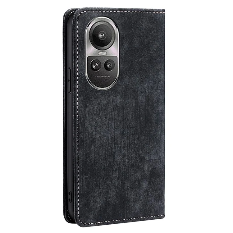 Per Oppo Reno10 5G (Global) / Reno10 Pro 5G (Global) Custodia in pelle con portafoglio e supporto - Nero