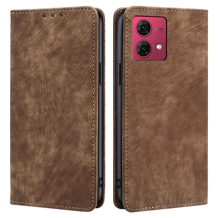 Para Motorola Moto G84 5G Case PU Leather RFID Blocking Wallet Phone Cover - Brown