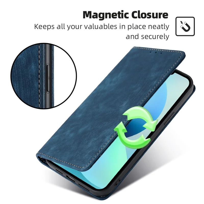 For Motorola Edge 40 Neo 5G Case PU Leather Wallet Phone Cover with RFID Blocking - Blue