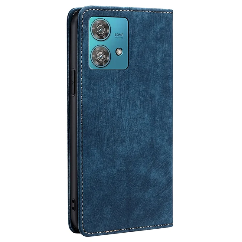 For Motorola Edge 40 Neo 5G Case PU Leather Wallet Phone Cover with RFID Blocking - Blue